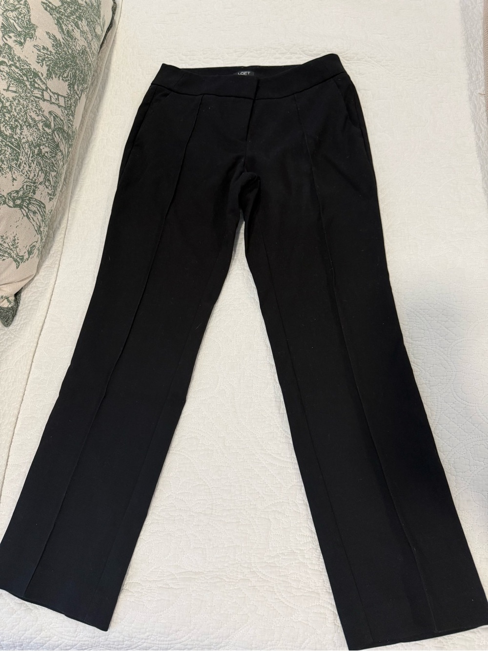 LOFT Black Ponte Straight Leg Trousers